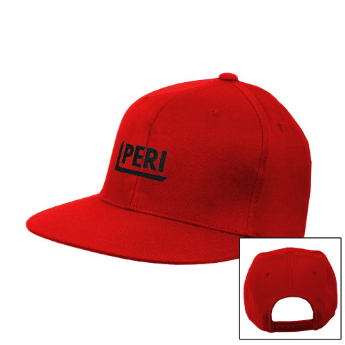 Red Flat Bill Snapback Hat-PERI