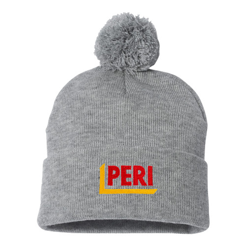 Sportsman Heather Grey Pom Pom Cuffed Beanie-PERI