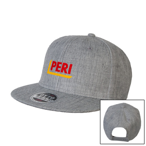 Heather Grey Wool Blend Flat Bill Snapback Hat-PERI
