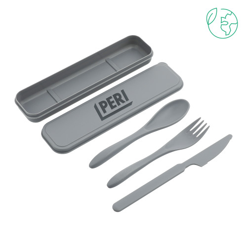 Bamboo Fiber Grey Cutlery Set-PERI Engraved
