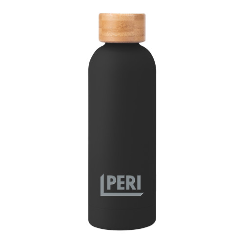 Blair Black Stainless Steel Bottle w/ Bamboo Lid 17 oz-PERI Engraved