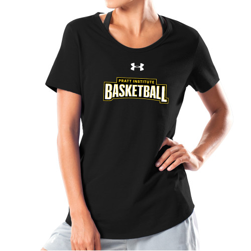 Pratt Institute Under Armour Womens Black Charged Cotton Tee-UA Pratt Basketball