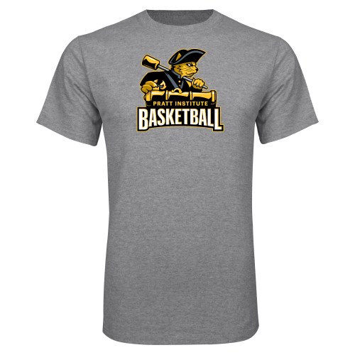 Pratt Institute Grey T Shirt-Pratt Institute Basketball