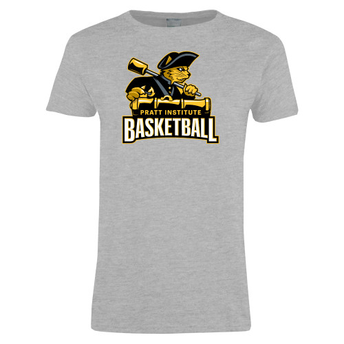 Pratt Institute Womens Grey Short Sleeve Tee-Pratt Institute Basketball
