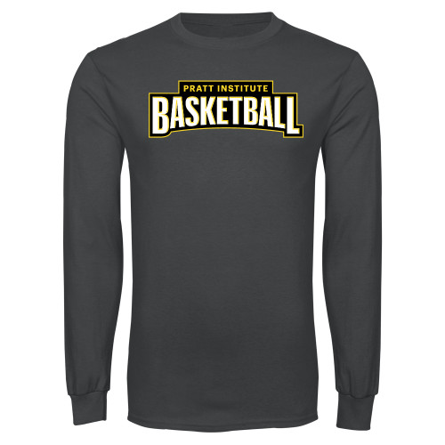 Pratt Institute Charcoal Long Sleeve T Shirt-Pratt Basketball