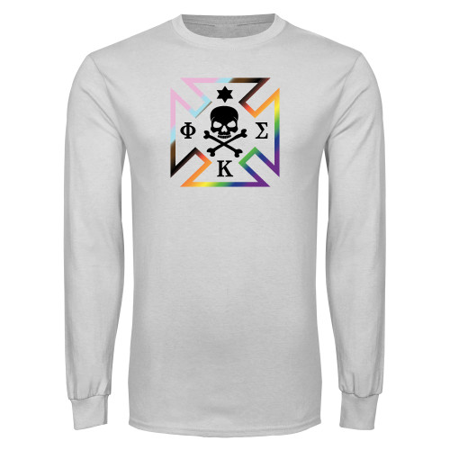 White Long Sleeve T Shirt-Maltese Cross Pride