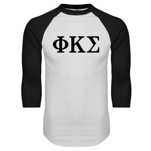 White/Black Raglan Baseball T Shirt-Phi Kappa Sigma Greek