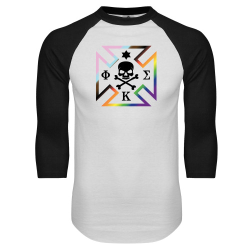 White/Black Raglan Baseball T Shirt-Maltese Cross Pride