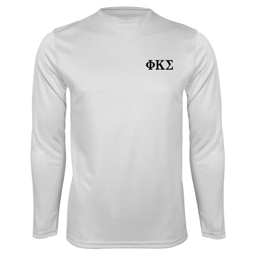 White Performance Long Sleeve Shirt-Phi Kappa Sigma Greek