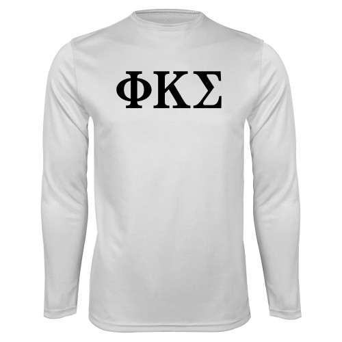 White Performance Long Sleeve Shirt-Phi Kappa Sigma Greek