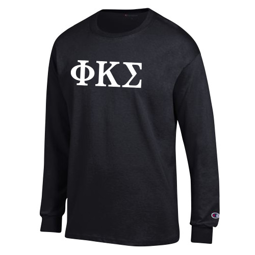 Champion Black Long Sleeve T Shirt-Phi Kappa Sigma Greek