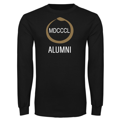 Black Long Sleeve T Shirt-Gold Snake Alumni