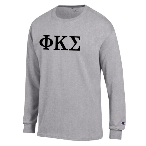 Champion Oxford Grey Long Sleeve T Shirt-Phi Kappa Sigma Greek