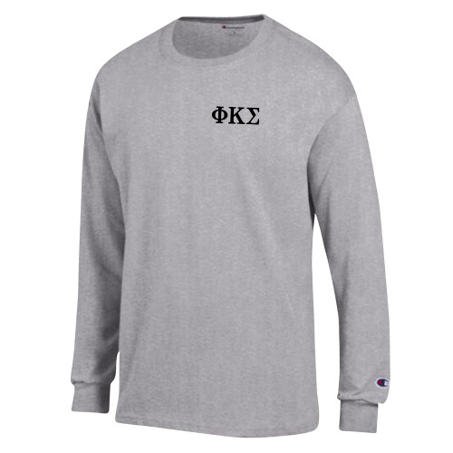 Champion Oxford Grey Long Sleeve T Shirt-Phi Kappa Sigma Greek