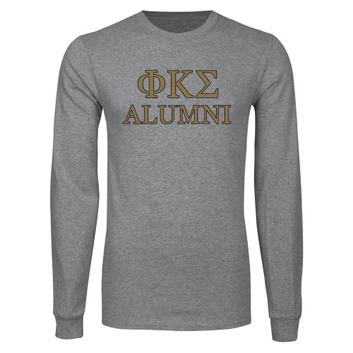 Grey Long Sleeve T Shirt-Phi Kappa Sigma Greek Alumni