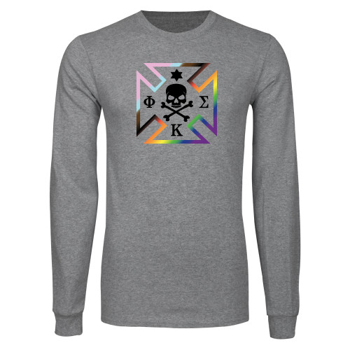 Grey Long Sleeve T Shirt-Maltese Cross Pride