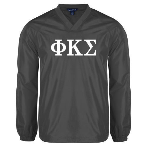 Charcoal V Neck Raglan Windshirt-Phi Kappa Sigma Greek