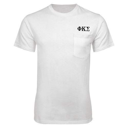 White T-Shirt w/Pocket-Phi Kappa Sigma Greek