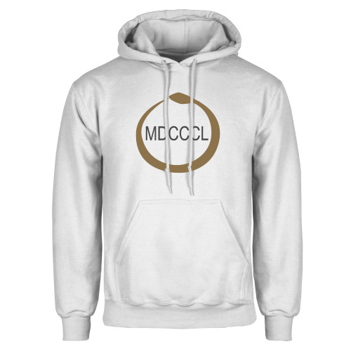 White Fleece Hoodie-Gold Snake