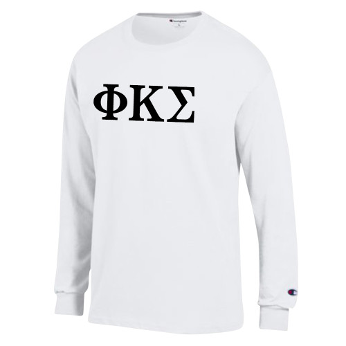 Champion White Long Sleeve T Shirt-Phi Kappa Sigma Greek