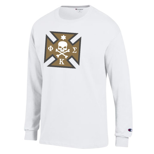 Champion White Long Sleeve T Shirt-Maltese Cross