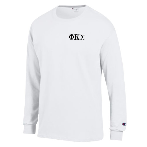 Champion White Long Sleeve T Shirt-Phi Kappa Sigma Greek