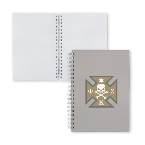 Clear 7 x 10 Spiral Journal Notebook-Maltese Cross, Add PMS Background Color 4283.