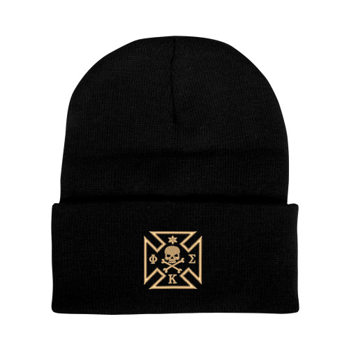 Black Knit Beanie w/Cuff-Maltese Cross