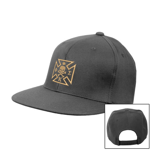 Charcoal Flat Bill Snapback Hat-Maltese Cross