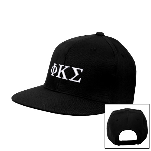 Black Flat Bill Snapback Hat-Phi Kappa Sigma Greek