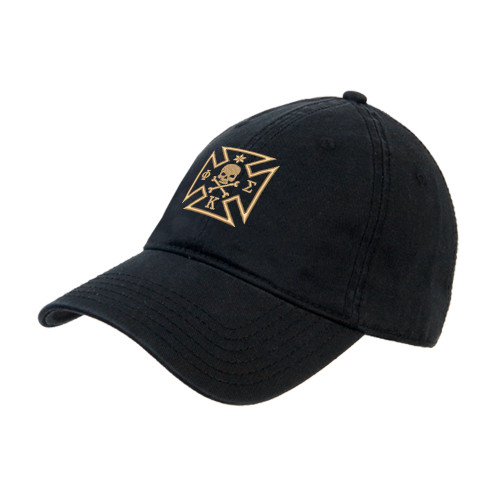Black Unstructured Adjustable Low Profile Hat-Maltese Cross