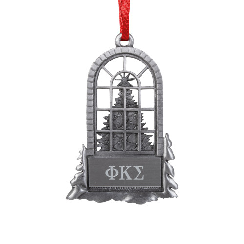 Pewter Tree in Window Ornament-Phi Kappa Sigma Greek Engraved