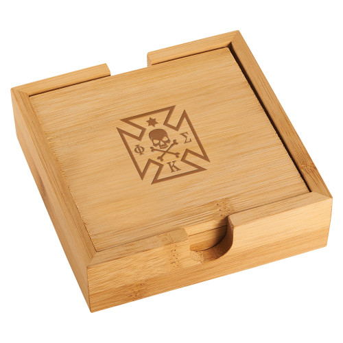 Bamboo Coaster Set-Maltese Cross Engraved