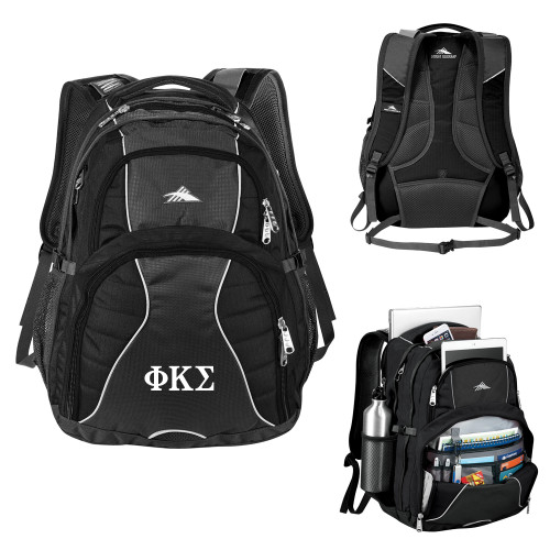 High Sierra Black Swerve Computer Backpack-Phi Kappa Sigma Greek