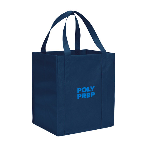  Non Woven Navy Grocery Tote - Poly Prep Stacked