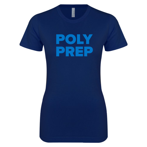  Next Level Womens Navy Boyfriend Tee - Poly Prep Stacked