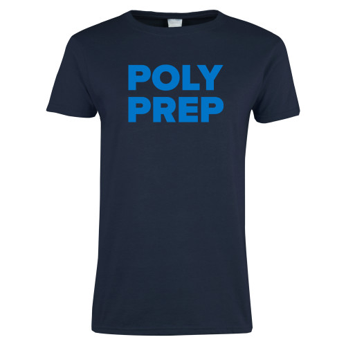  Womens Short Sleeve Navy Tee - Poly Prep Stacked