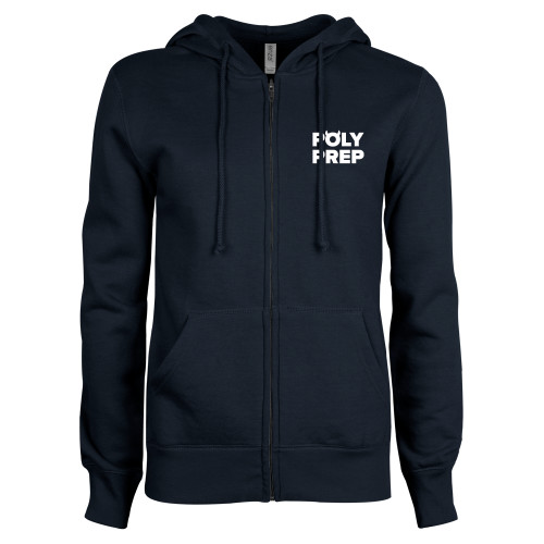  ENZA Womens Navy Fleece Full Zip Hoodie - Poly Prep