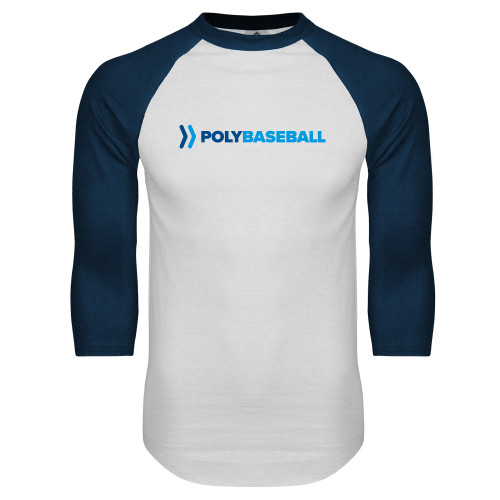  White/Navy Raglan Baseball T Shirt - Baseball