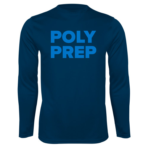  Navy Performance Long Sleeve Shirt - Poly Prep Stacked