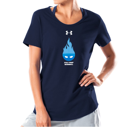  Under Armour Womens Navy Charged Cotton Tee - Poly Prep Baseball UA