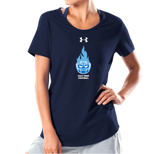  Under Armour Womens Navy Charged Cotton Tee - Poly Prep Football UA