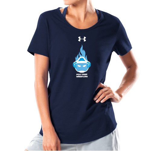  Under Armour Womens Navy Charged Cotton Tee - Poly Prep Wrestling UA