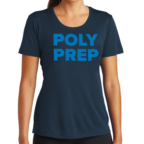  Womens Navy Performance Tee - Poly Prep Stacked