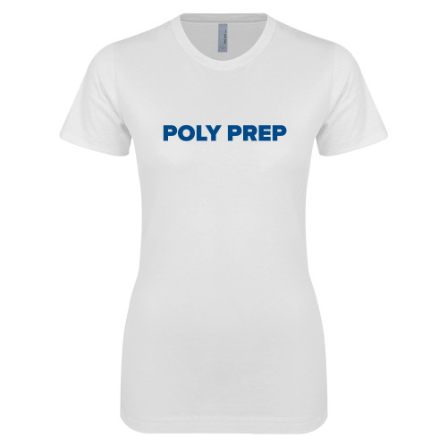  Next Level Womens White Boyfriend Tee - Poly Prep
