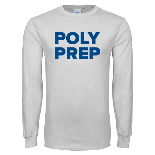  White Long Sleeve T Shirt - Poly Prep Stacked
