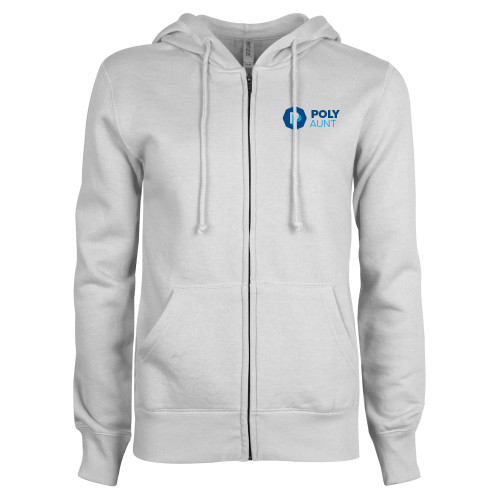 ENZA Womens White Fleece Full Zip Hoodie - Aunt