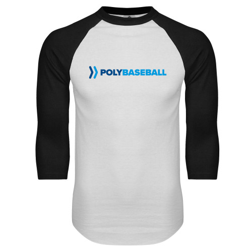  White/Black Raglan Baseball T Shirt - Baseball