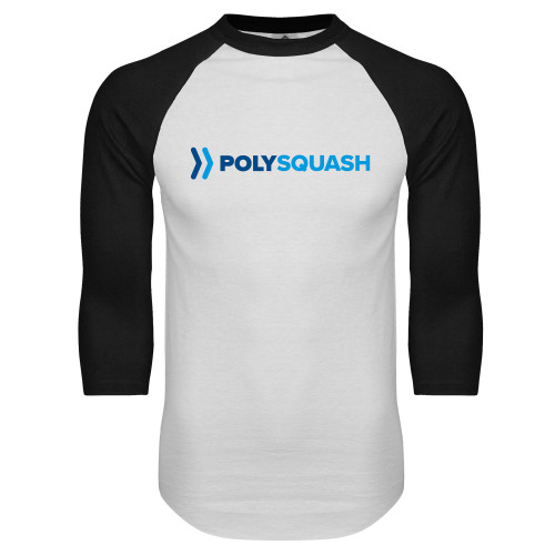  White/Black Raglan Baseball T Shirt - Squash
