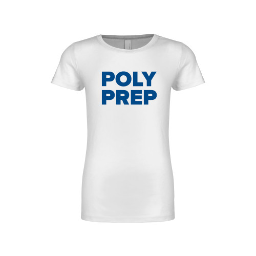  Next Level Girls White Fashion Fit T Shirt - Poly Prep Stacked